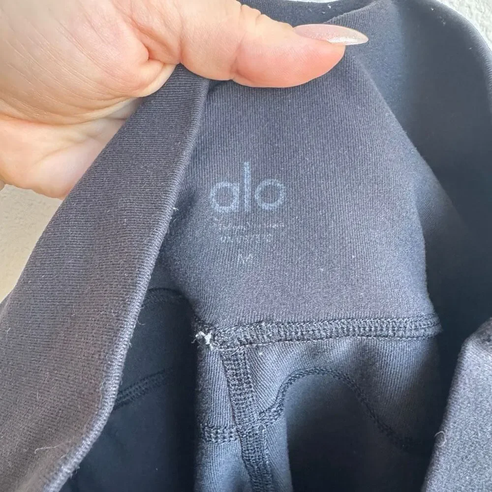 Alo Yoga Banded Yoga Leggings Block Size Medium Logo Calf High Rise Compressive